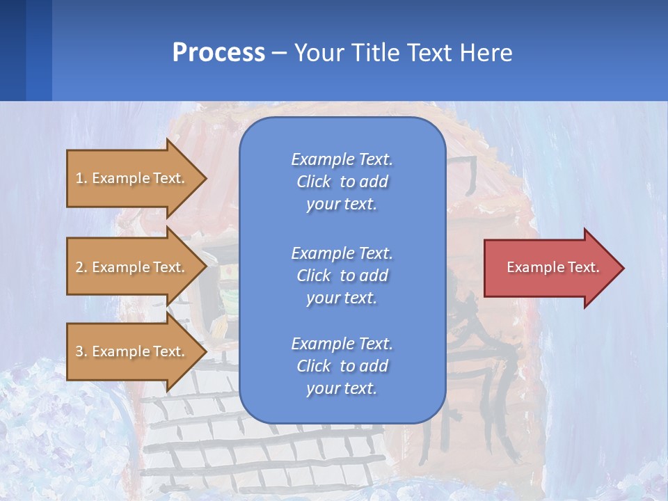 A Painting Of A House With A Cat Sitting On A Table PowerPoint Template