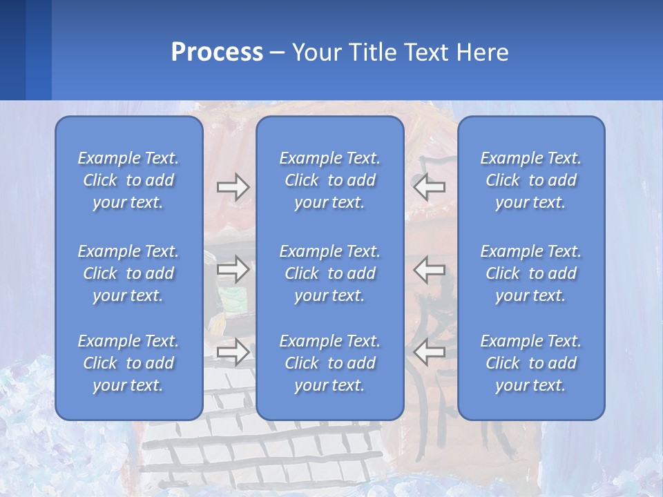 A Painting Of A House With A Cat Sitting On A Table PowerPoint Template