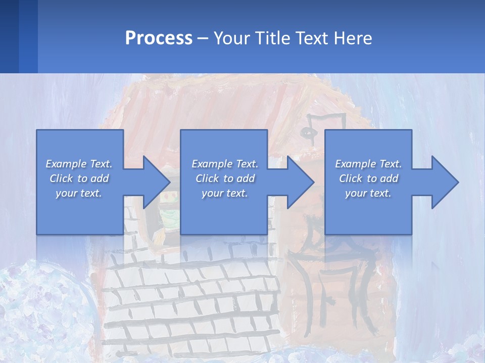 A Painting Of A House With A Cat Sitting On A Table PowerPoint Template