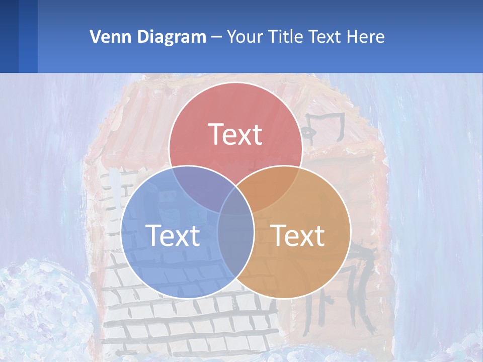 A Painting Of A House With A Cat Sitting On A Table PowerPoint Template