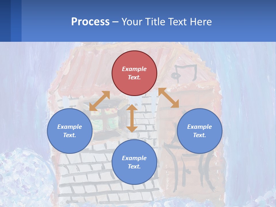A Painting Of A House With A Cat Sitting On A Table PowerPoint Template