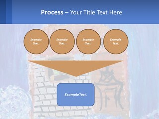 A Painting Of A House With A Cat Sitting On A Table PowerPoint Template