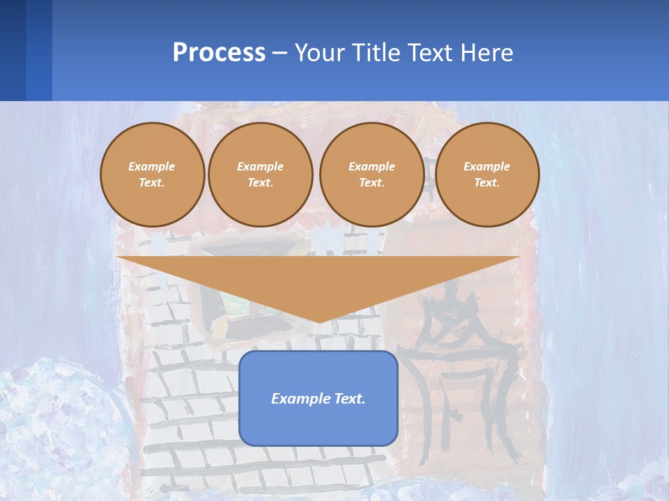 A Painting Of A House With A Cat Sitting On A Table PowerPoint Template