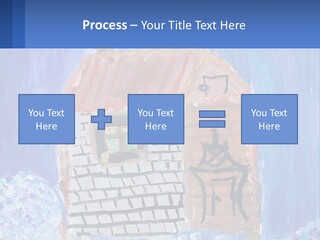 A Painting Of A House With A Cat Sitting On A Table PowerPoint Template