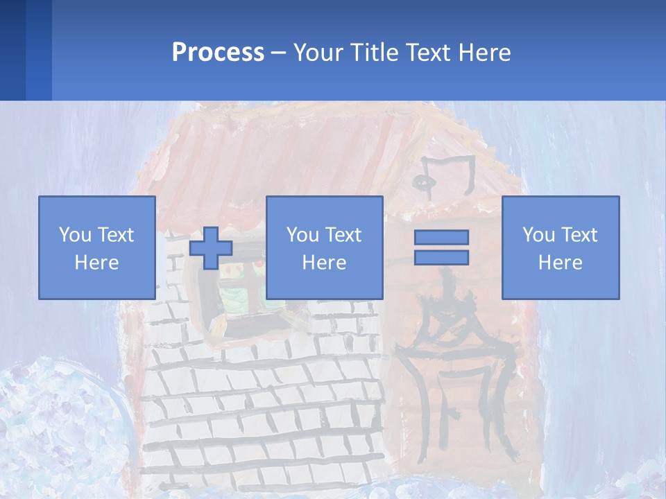 A Painting Of A House With A Cat Sitting On A Table PowerPoint Template