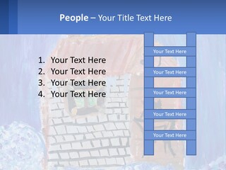 A Painting Of A House With A Cat Sitting On A Table PowerPoint Template