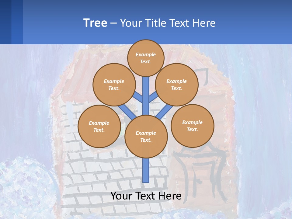 A Painting Of A House With A Cat Sitting On A Table PowerPoint Template