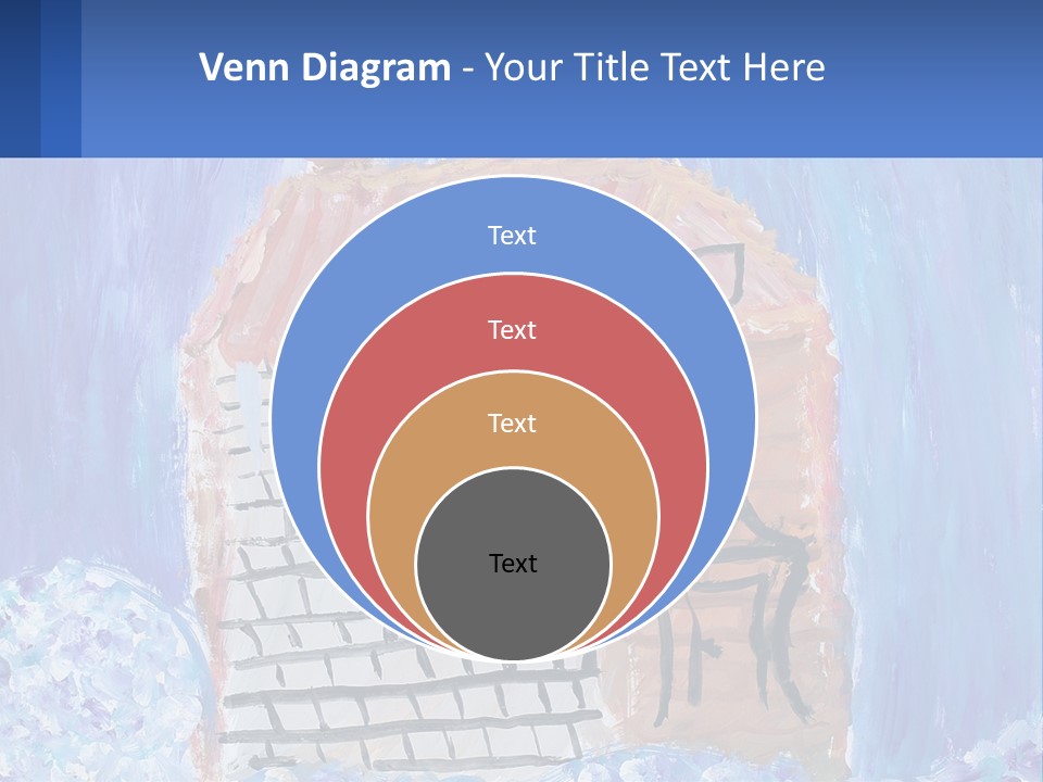 A Painting Of A House With A Cat Sitting On A Table PowerPoint Template