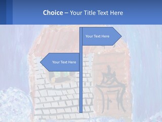 A Painting Of A House With A Cat Sitting On A Table PowerPoint Template