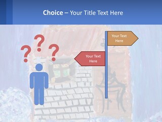 A Painting Of A House With A Cat Sitting On A Table PowerPoint Template