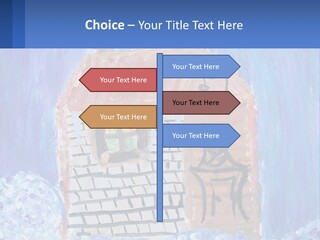 A Painting Of A House With A Cat Sitting On A Table PowerPoint Template