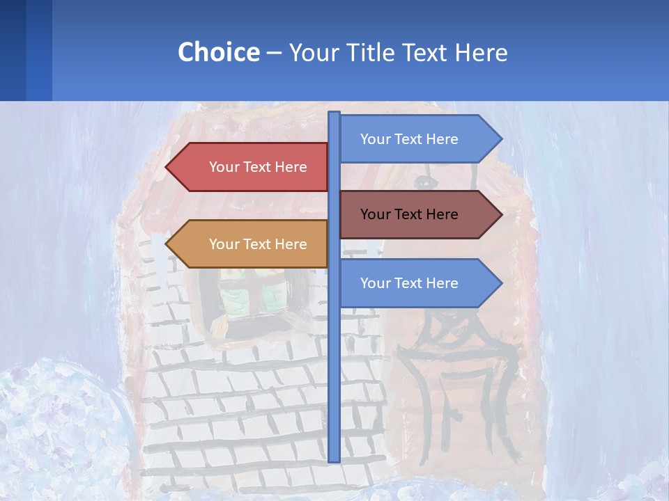 A Painting Of A House With A Cat Sitting On A Table PowerPoint Template