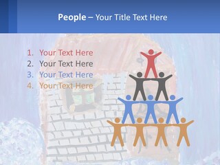 A Painting Of A House With A Cat Sitting On A Table PowerPoint Template