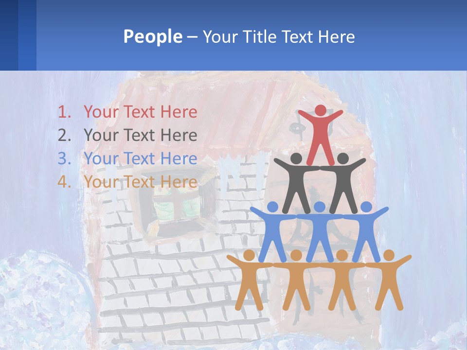 A Painting Of A House With A Cat Sitting On A Table PowerPoint Template