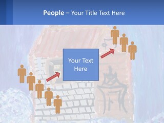 A Painting Of A House With A Cat Sitting On A Table PowerPoint Template