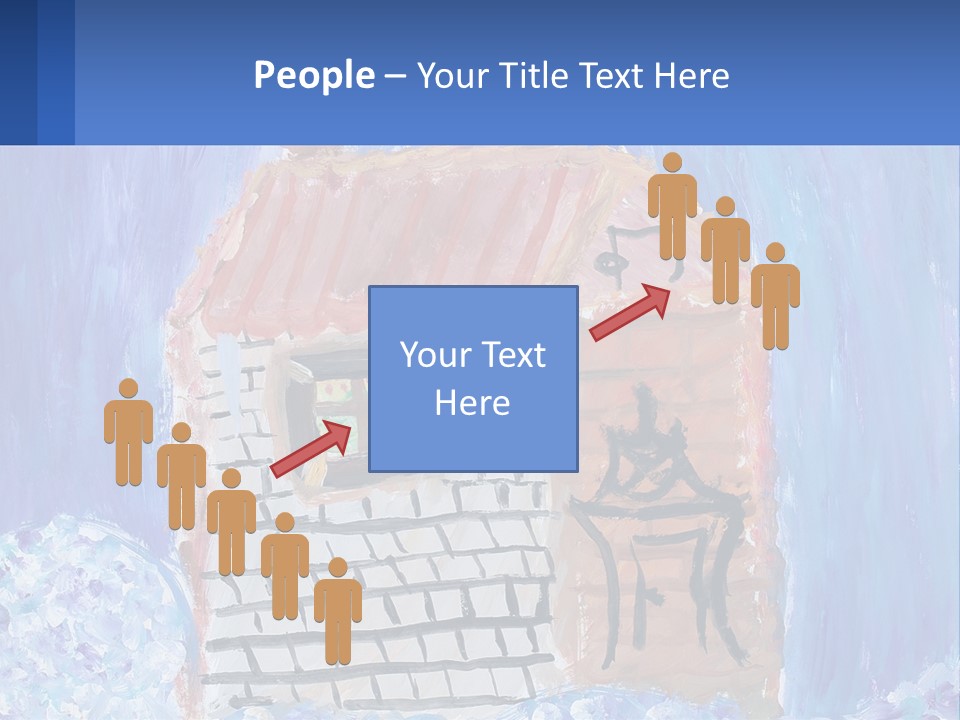 A Painting Of A House With A Cat Sitting On A Table PowerPoint Template