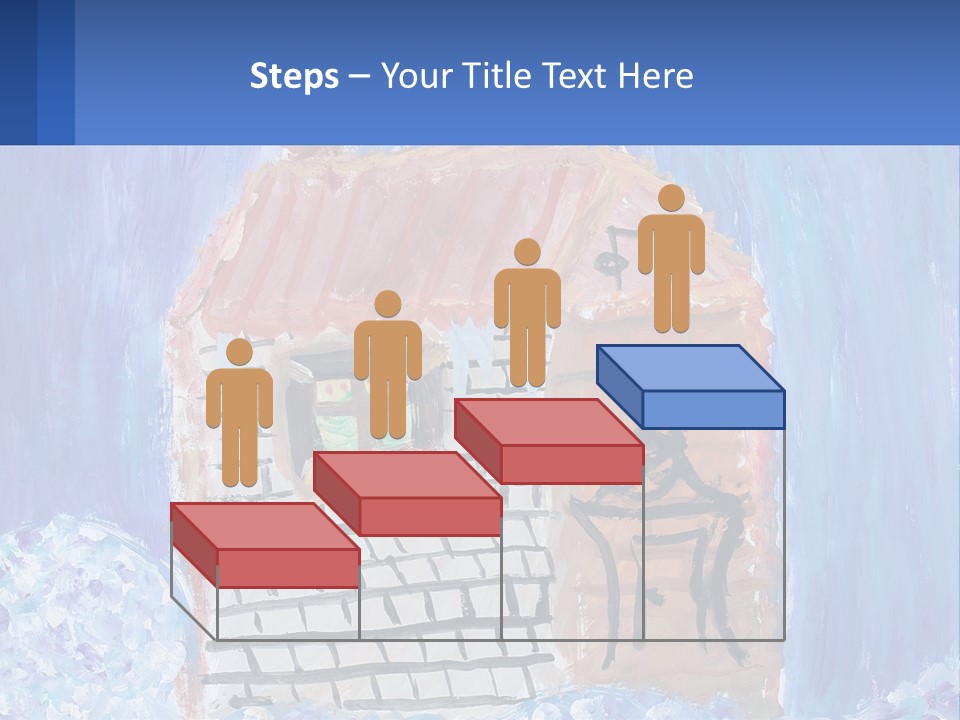 A Painting Of A House With A Cat Sitting On A Table PowerPoint Template