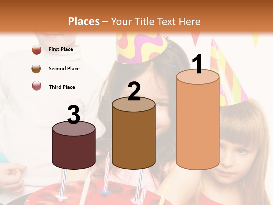 A Group Of Children Standing In Front Of A Birthday Cake PowerPoint Template