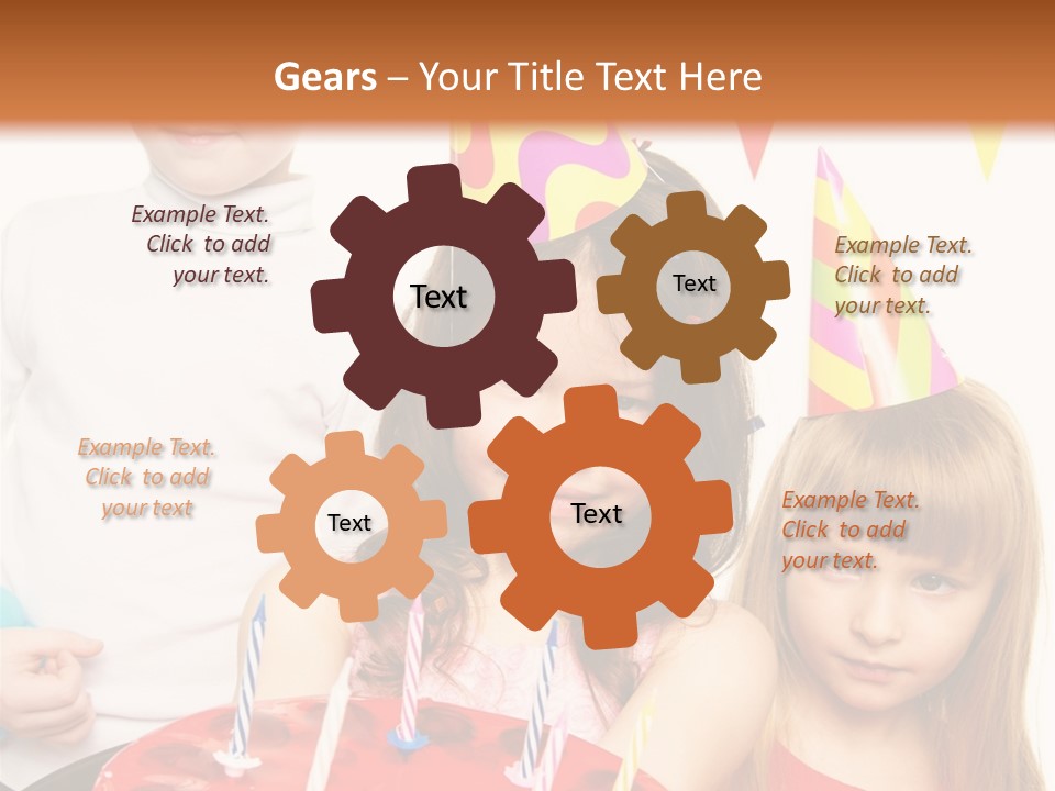 A Group Of Children Standing In Front Of A Birthday Cake PowerPoint Template