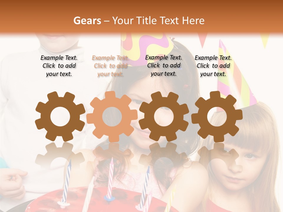 A Group Of Children Standing In Front Of A Birthday Cake PowerPoint Template