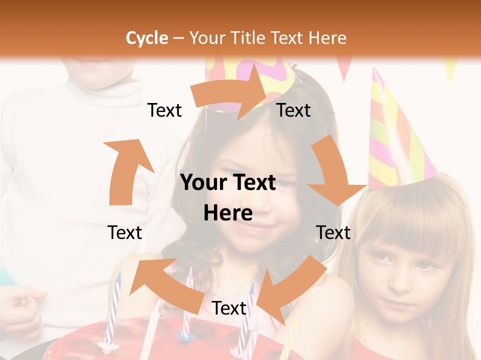 A Group Of Children Standing In Front Of A Birthday Cake PowerPoint Template