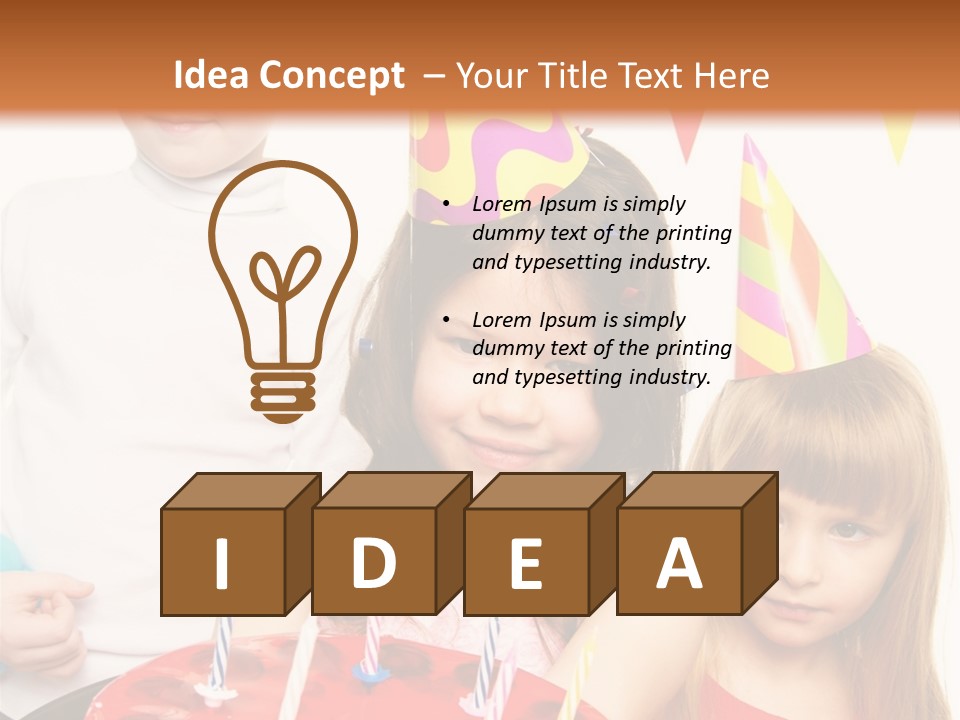 A Group Of Children Standing In Front Of A Birthday Cake PowerPoint Template