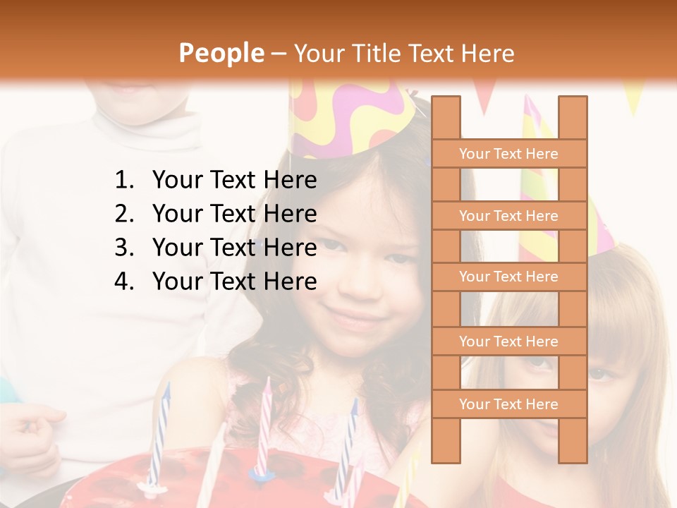 A Group Of Children Standing In Front Of A Birthday Cake PowerPoint Template