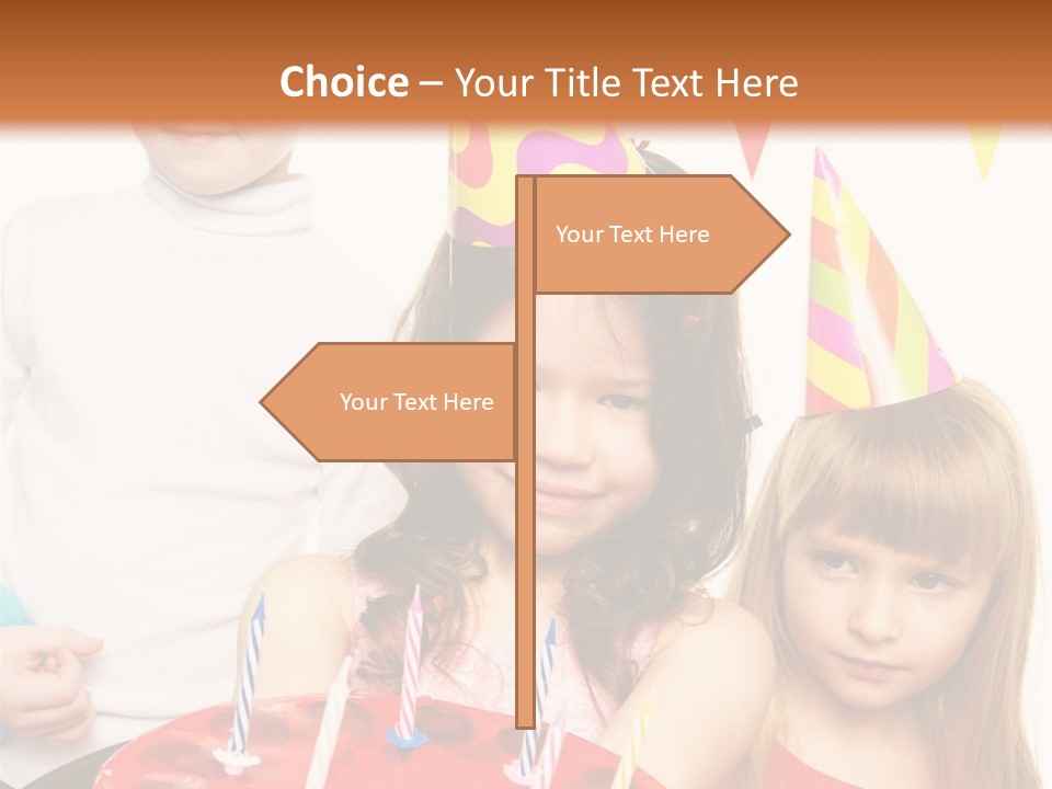 A Group Of Children Standing In Front Of A Birthday Cake PowerPoint Template