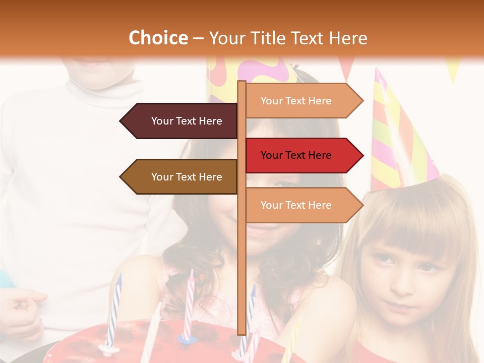 A Group Of Children Standing In Front Of A Birthday Cake PowerPoint Template