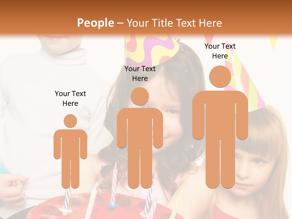 A Group Of Children Standing In Front Of A Birthday Cake PowerPoint Template