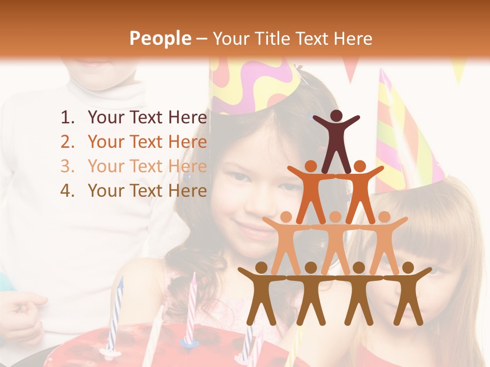A Group Of Children Standing In Front Of A Birthday Cake PowerPoint Template