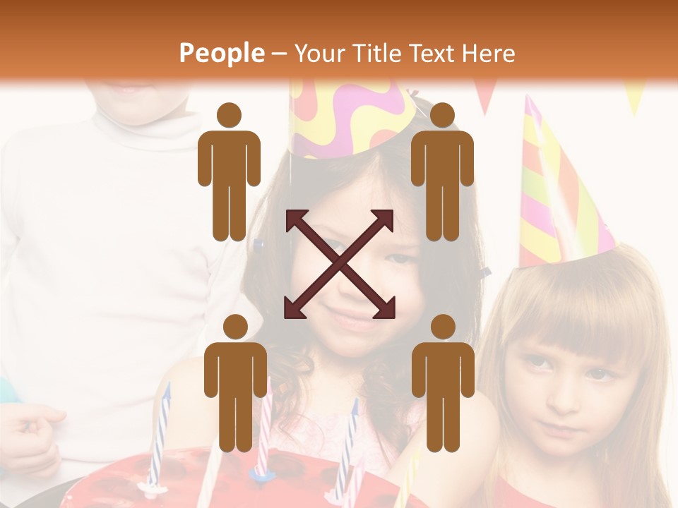 A Group Of Children Standing In Front Of A Birthday Cake PowerPoint Template