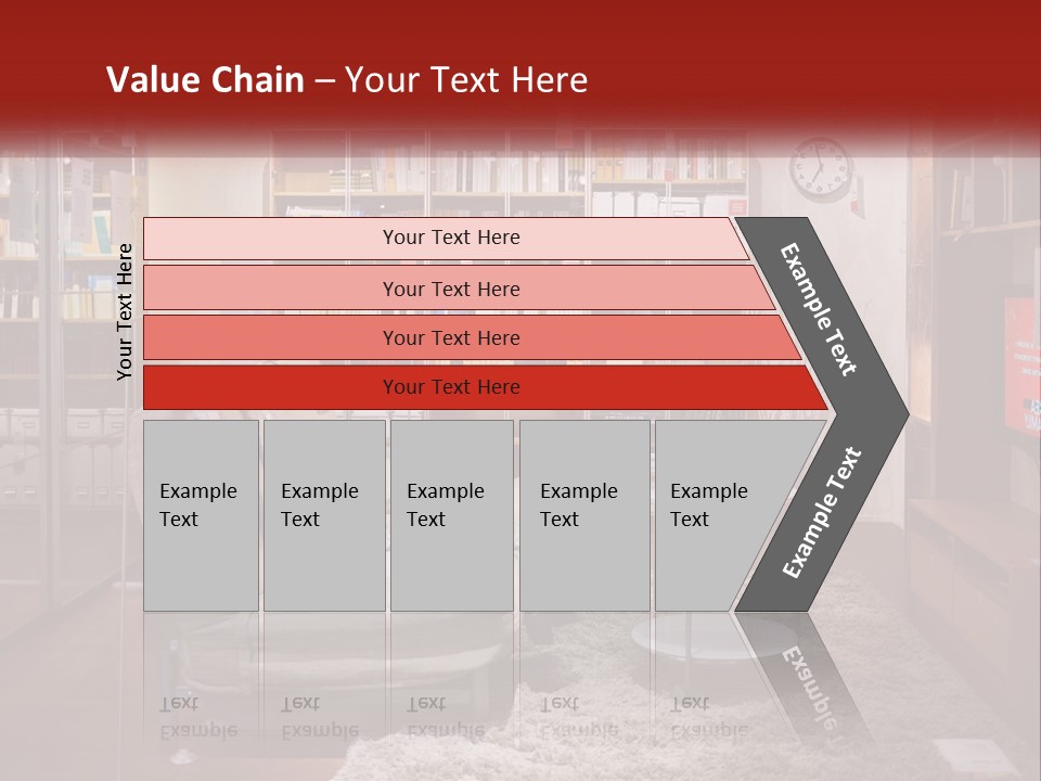 A Living Room With A Couch And Bookshelf PowerPoint Template