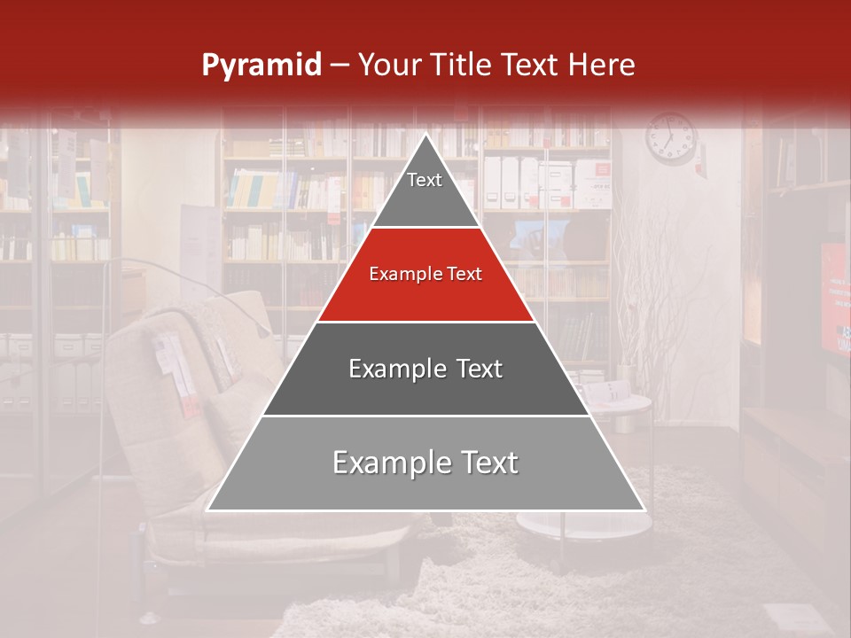 A Living Room With A Couch And Bookshelf PowerPoint Template