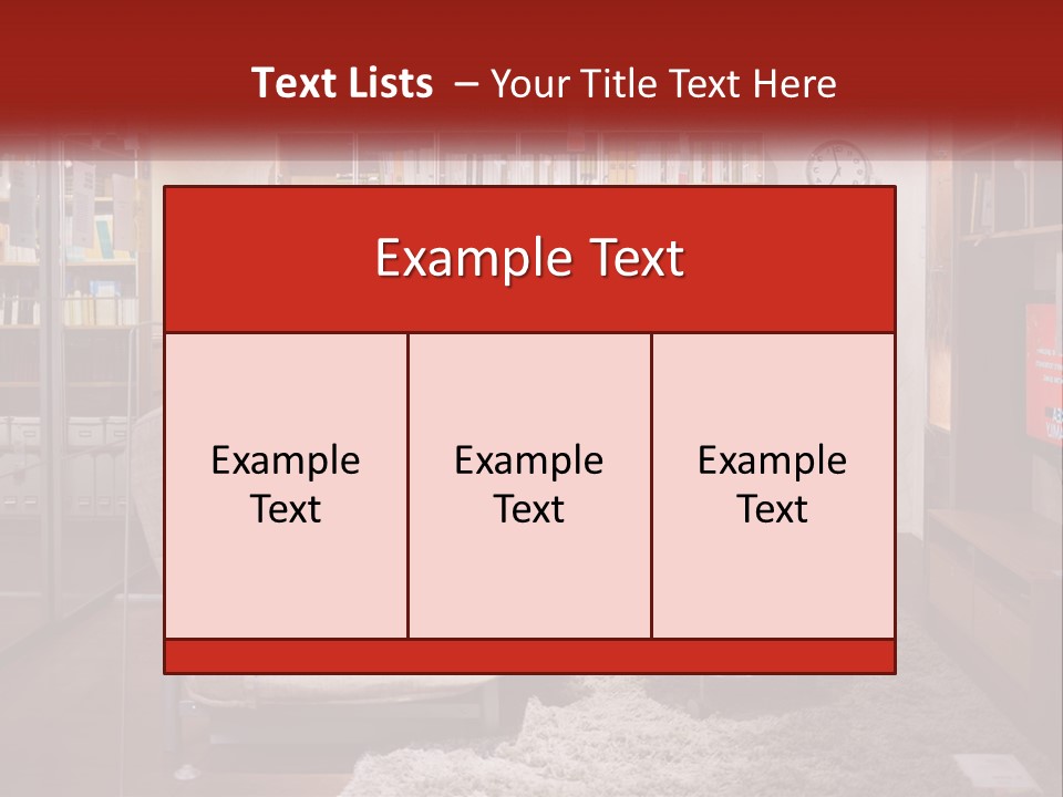 A Living Room With A Couch And Bookshelf PowerPoint Template