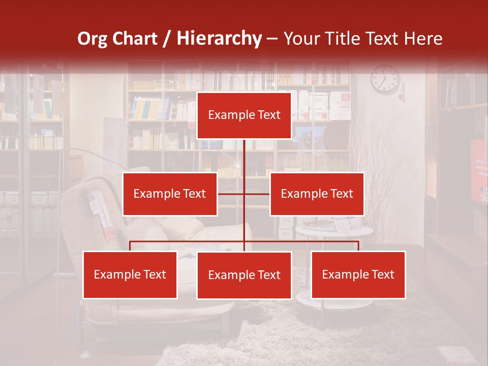 A Living Room With A Couch And Bookshelf PowerPoint Template
