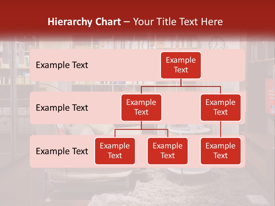 A Living Room With A Couch And Bookshelf PowerPoint Template