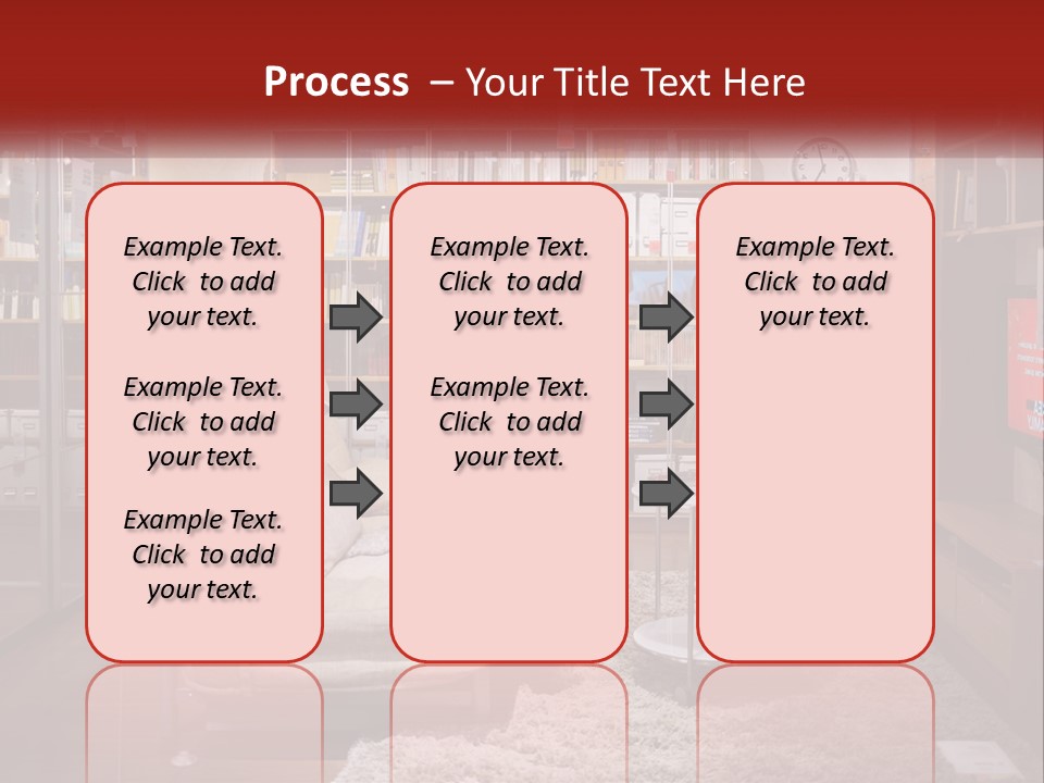 A Living Room With A Couch And Bookshelf PowerPoint Template