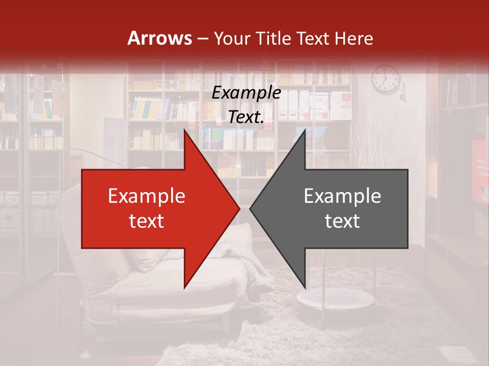 A Living Room With A Couch And Bookshelf PowerPoint Template