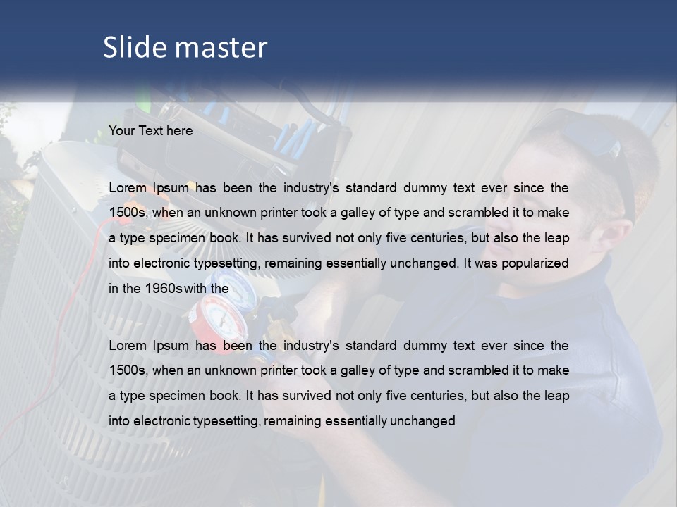 A Man Fixing An Air Conditioner With A Wrench PowerPoint Template