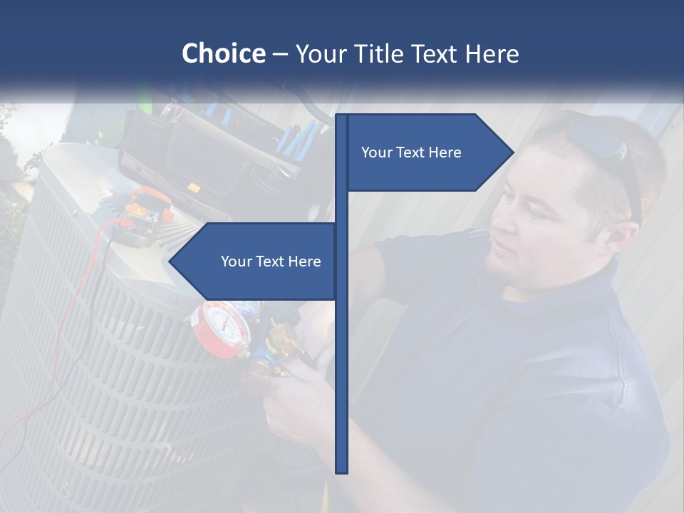 A Man Fixing An Air Conditioner With A Wrench PowerPoint Template