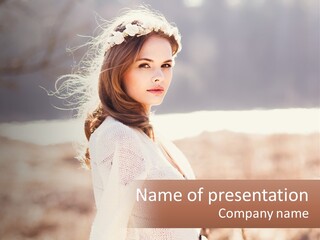 A Beautiful Woman With A Flower In Her Hair PowerPoint Template