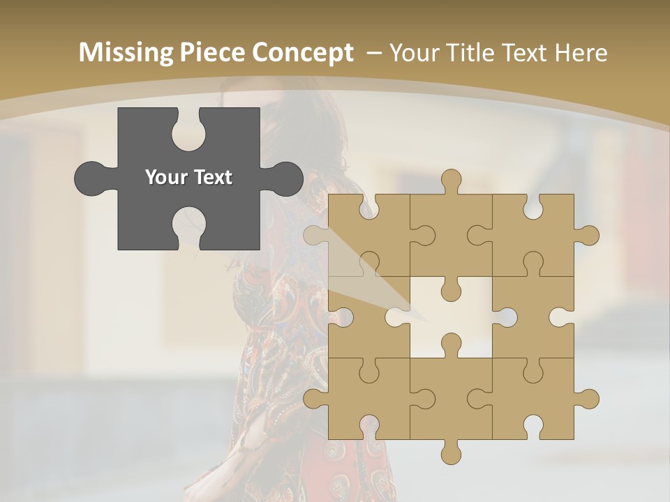 A Woman In An Orange Dress Is Walking Down The Street PowerPoint Template