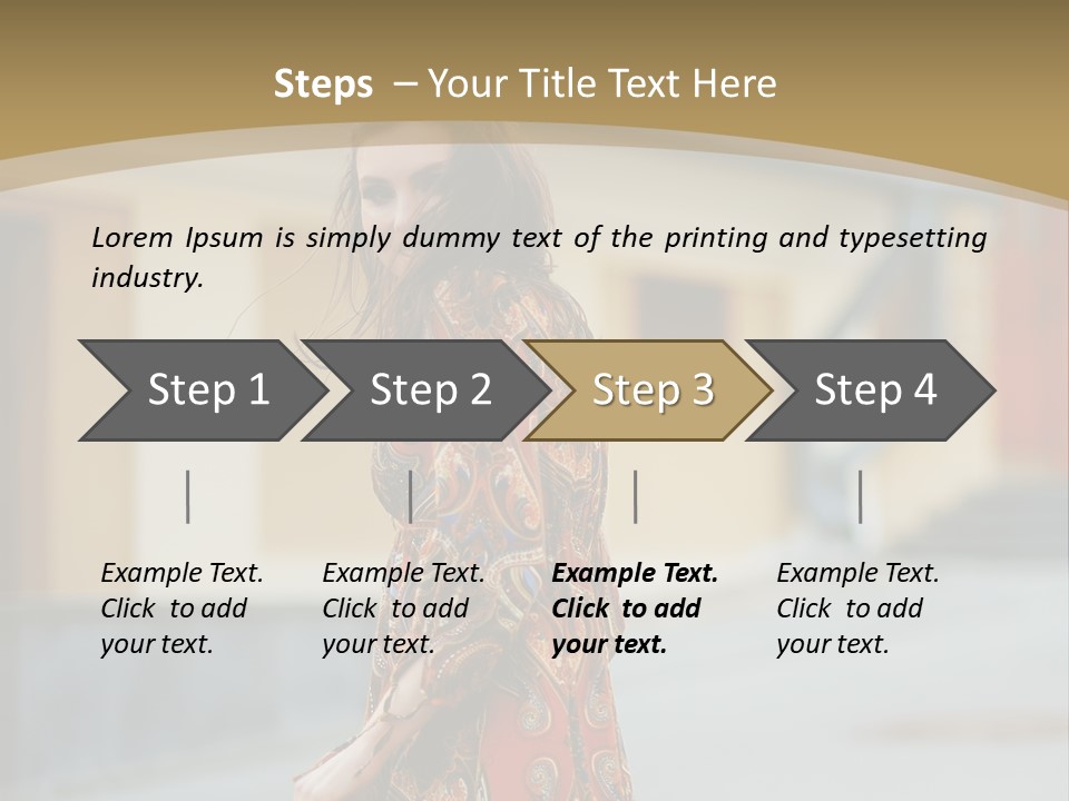 A Woman In An Orange Dress Is Walking Down The Street PowerPoint Template
