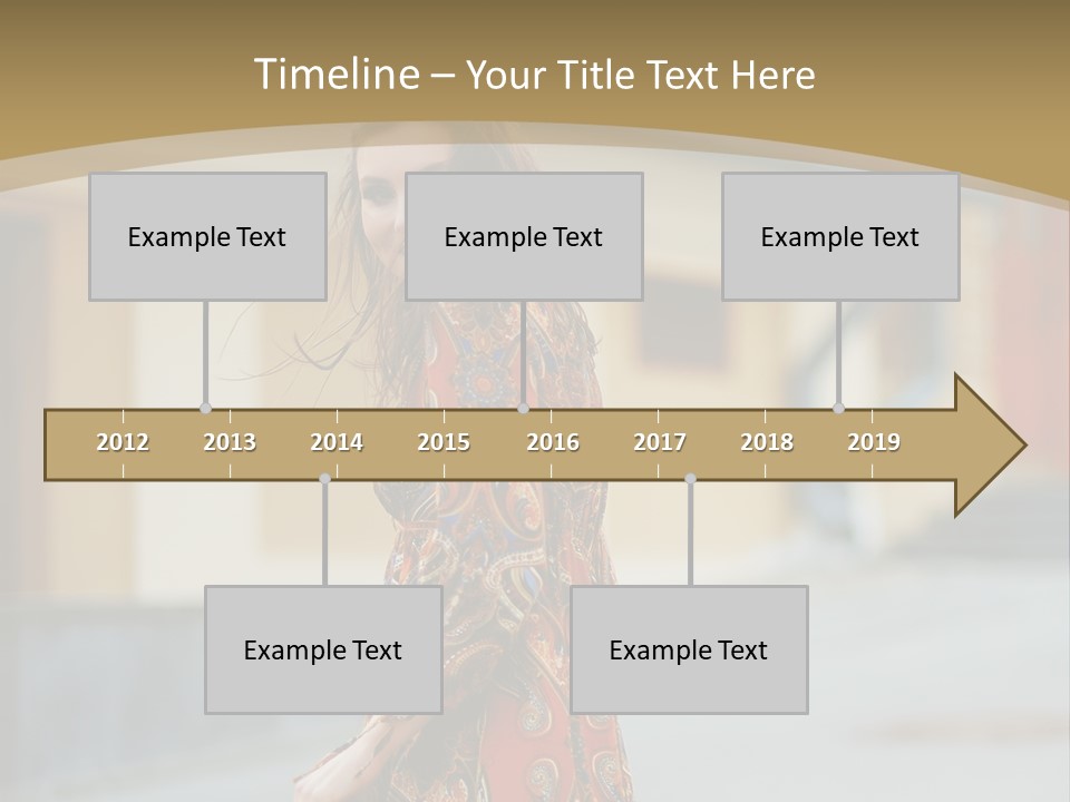 A Woman In An Orange Dress Is Walking Down The Street PowerPoint Template