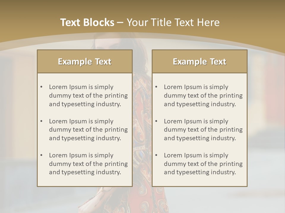 A Woman In An Orange Dress Is Walking Down The Street PowerPoint Template