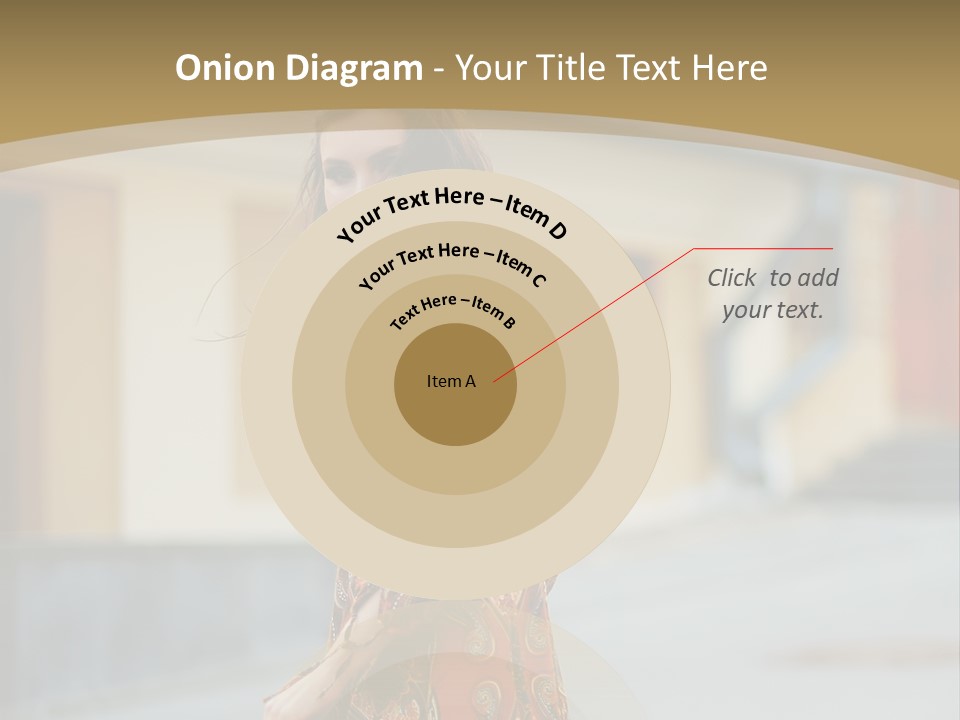 A Woman In An Orange Dress Is Walking Down The Street PowerPoint Template