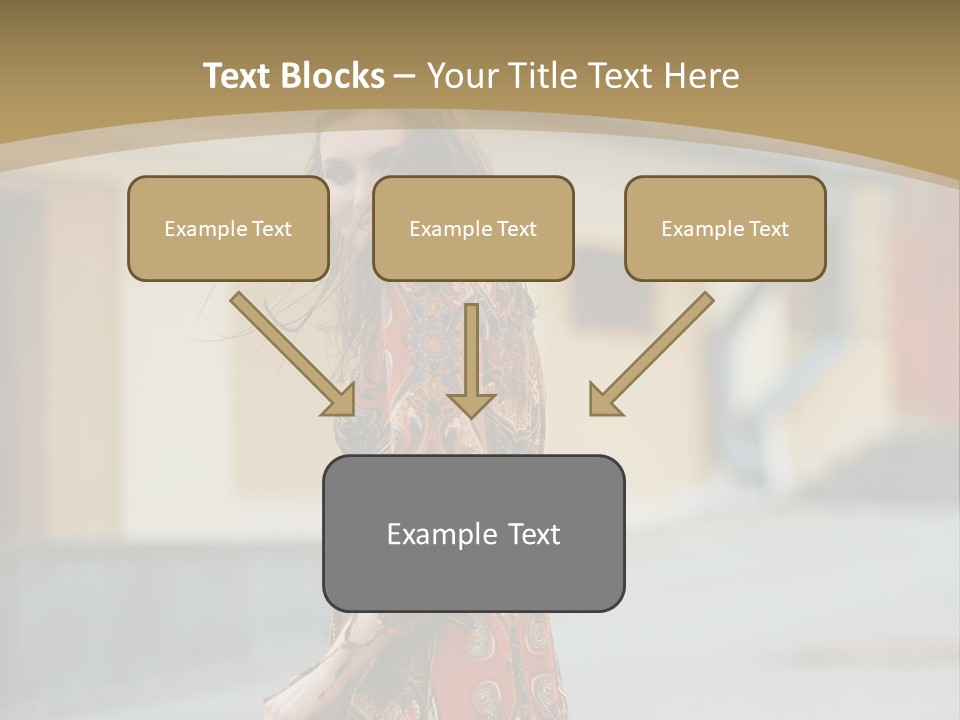 A Woman In An Orange Dress Is Walking Down The Street PowerPoint Template