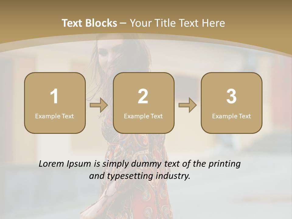 A Woman In An Orange Dress Is Walking Down The Street PowerPoint Template