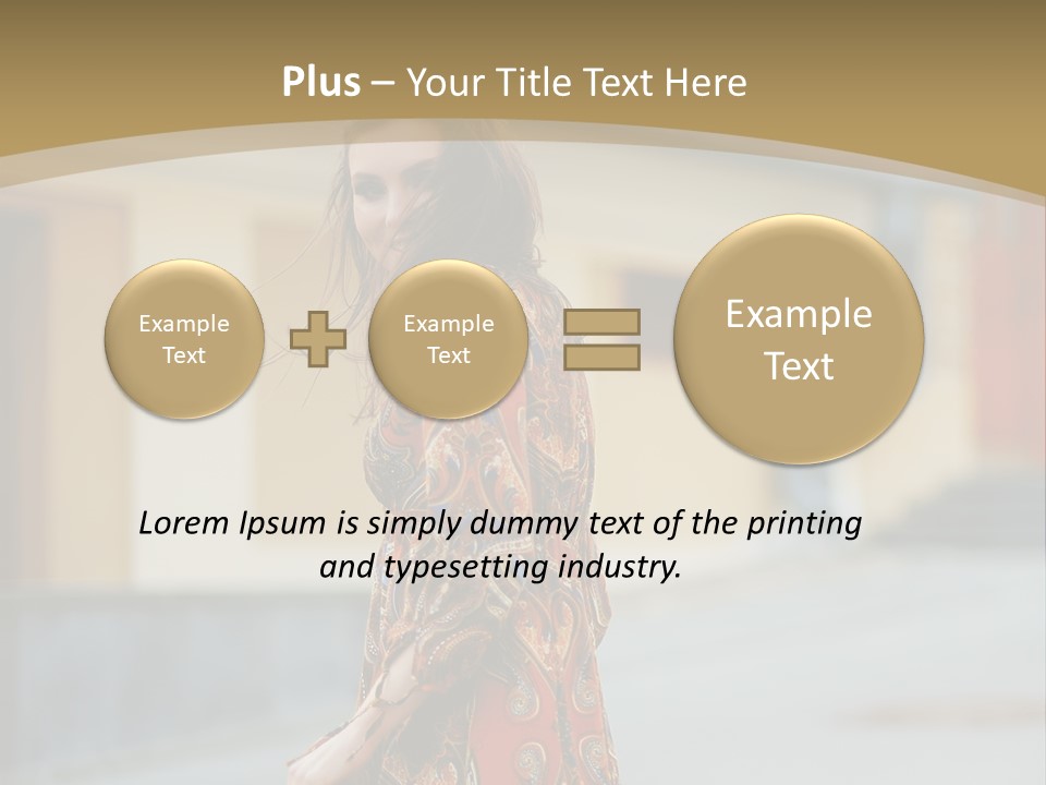 A Woman In An Orange Dress Is Walking Down The Street PowerPoint Template